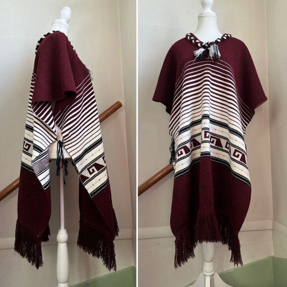 Sweaters - Vintage oversized southwestern poncho sweater Mexican Blanket Cape